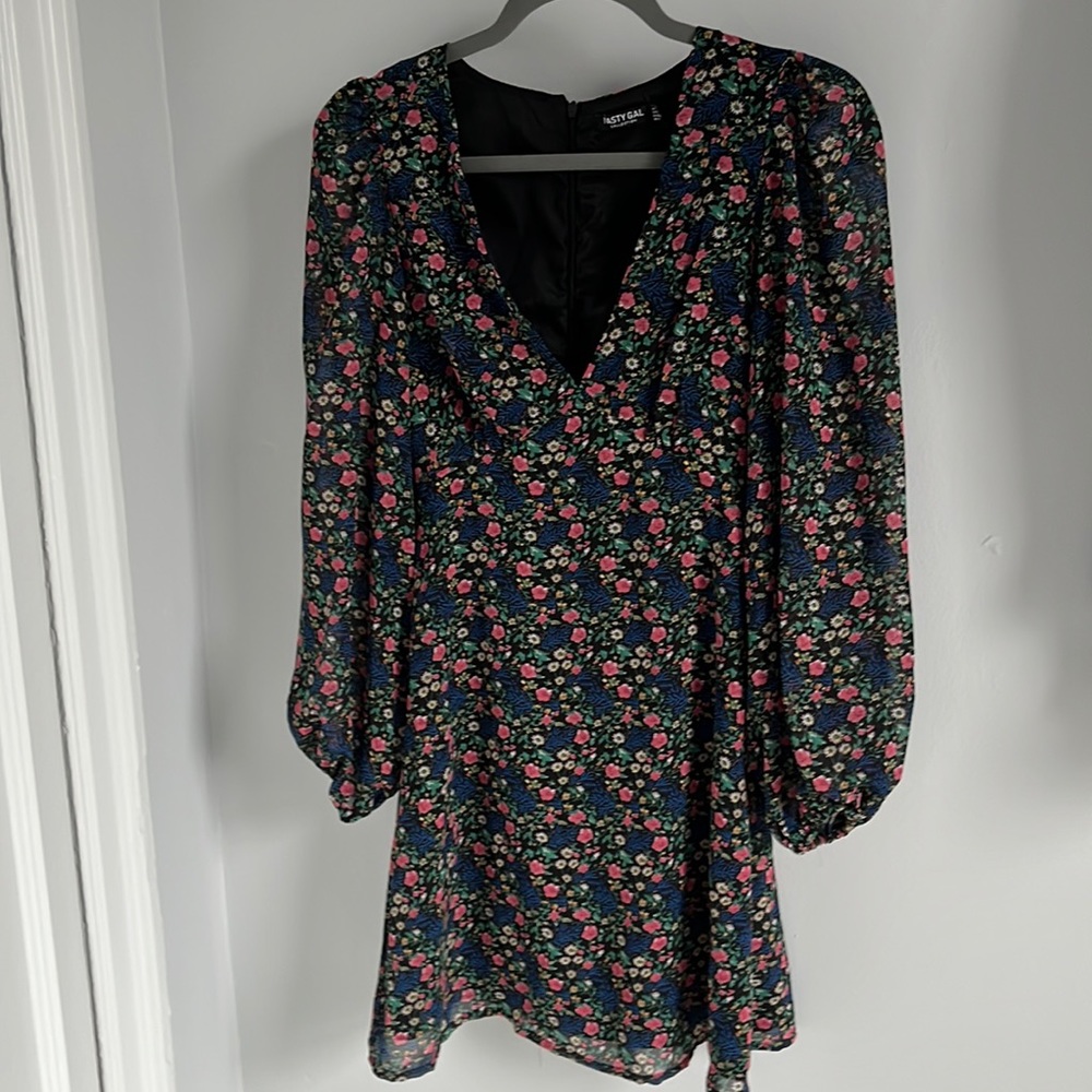 Floral Deep V Mini Dress